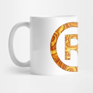 "R" Golden decorative letter-White Mug